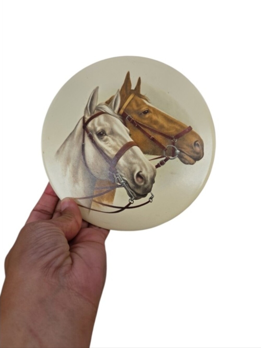 Vintage Decorative Horse Portrait Circle Wall Plaque Trivet